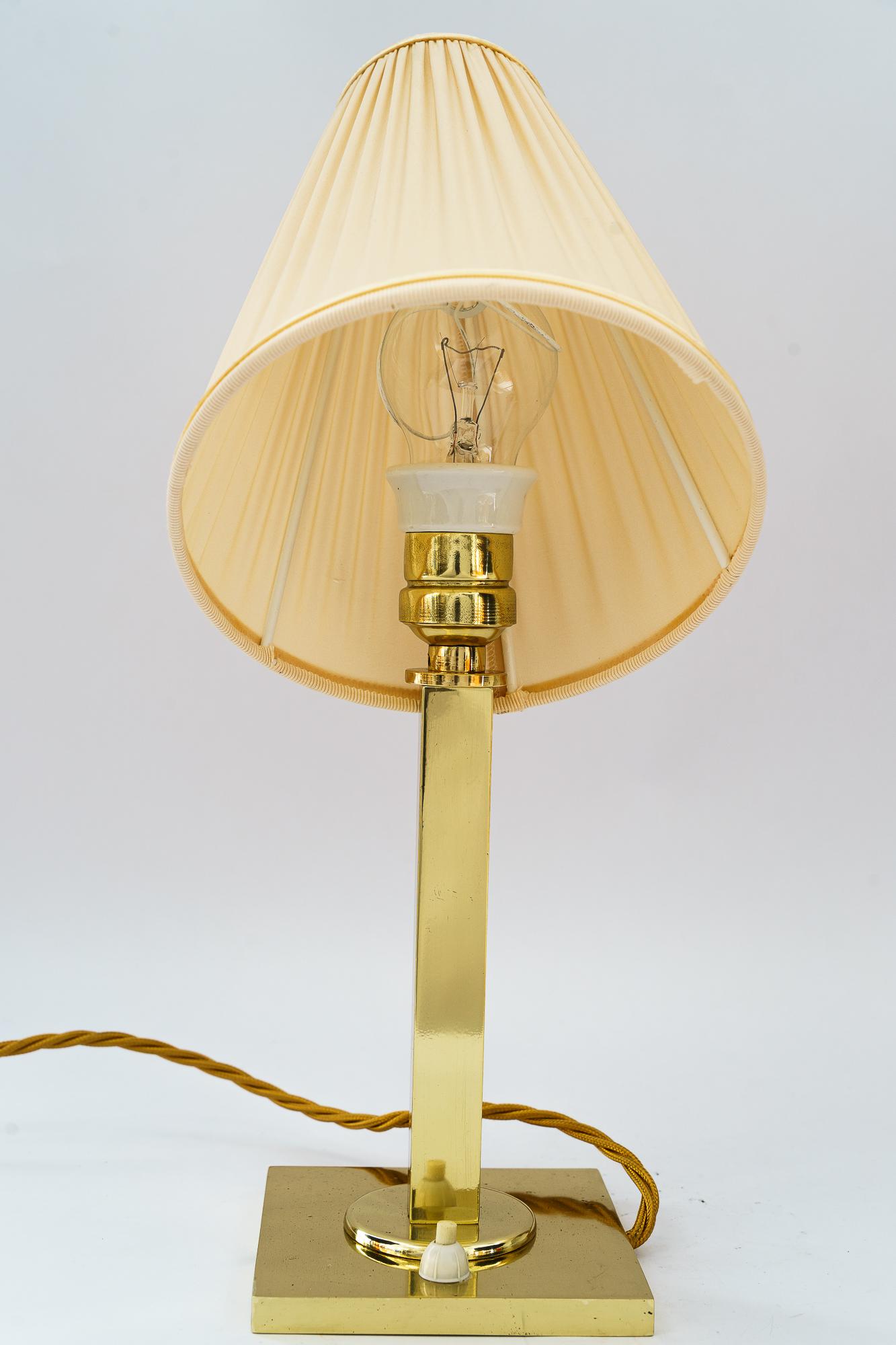 Lacquered Masive Art Deco Table Lamp with fabric shade vienna around 1920s For Sale