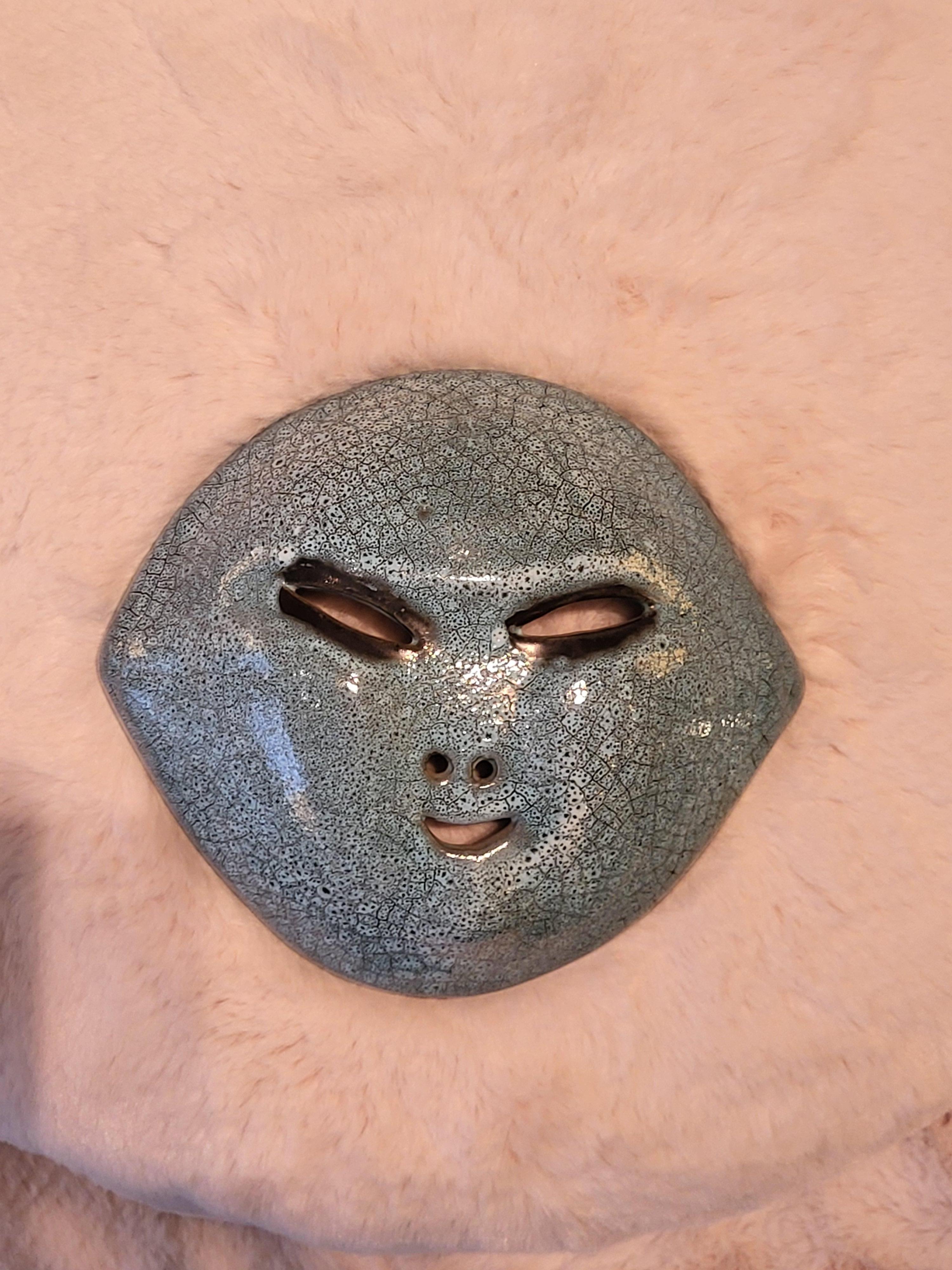 Mask by Accolay pottery, active between 1947 and 1983, signed