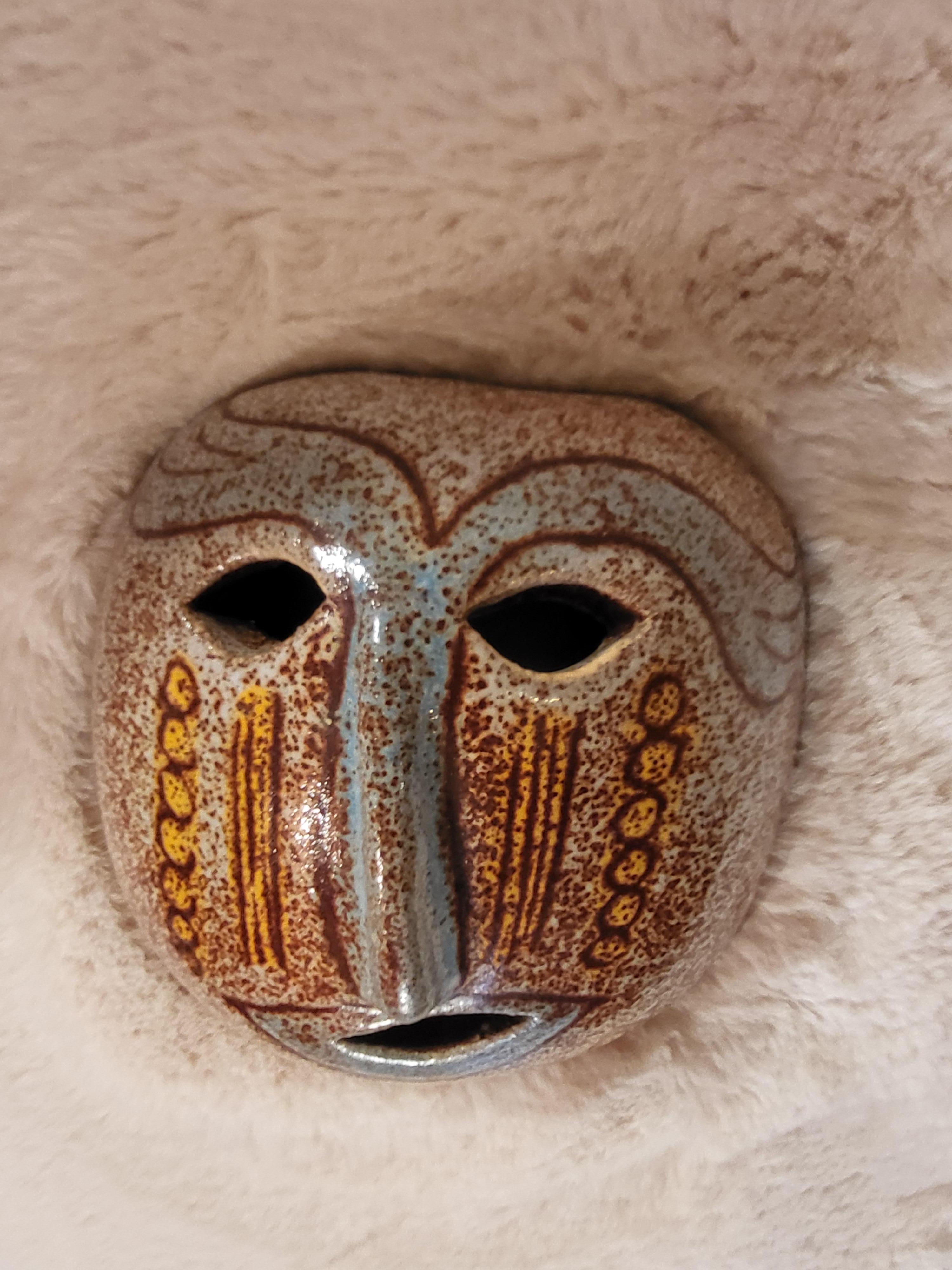 French Mask by Accolay pottery, France, between 1947 and 1983