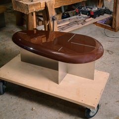 21st Century Mask Slim Coffee Table, High Gloss Lacquered Wood, by Duistt