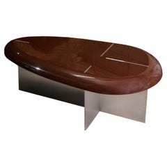 Mask Coffee Table, High Gloss Lacquered Wood, Handcrafted by Duistt
