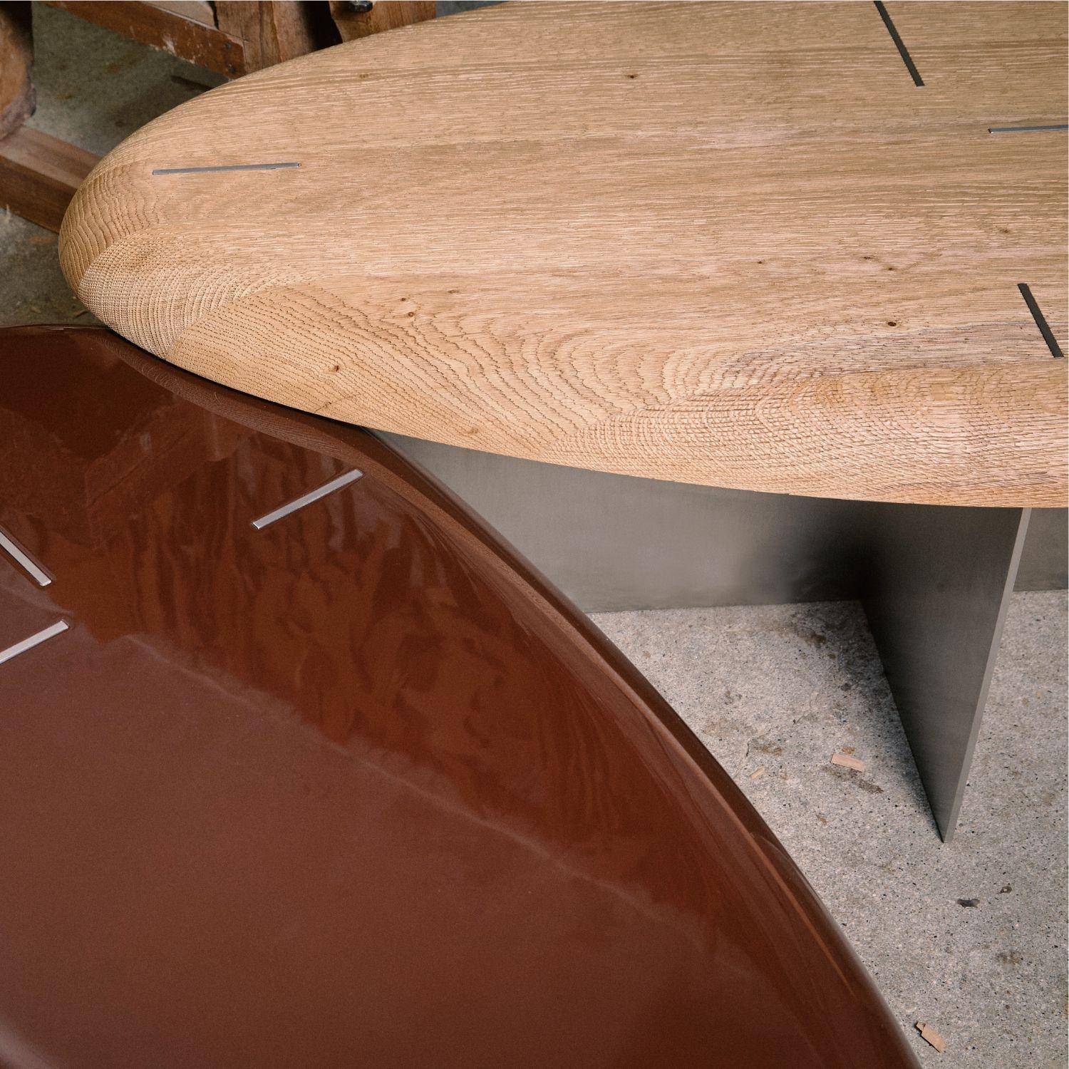 Portuguese 21st Century Mask Coffee Table, Sandblasted oak Wood, Handcrafted by Duistt For Sale