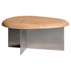 Mask Coffee Table, Sandblasted oak Wood, Handcrafted by Duistt