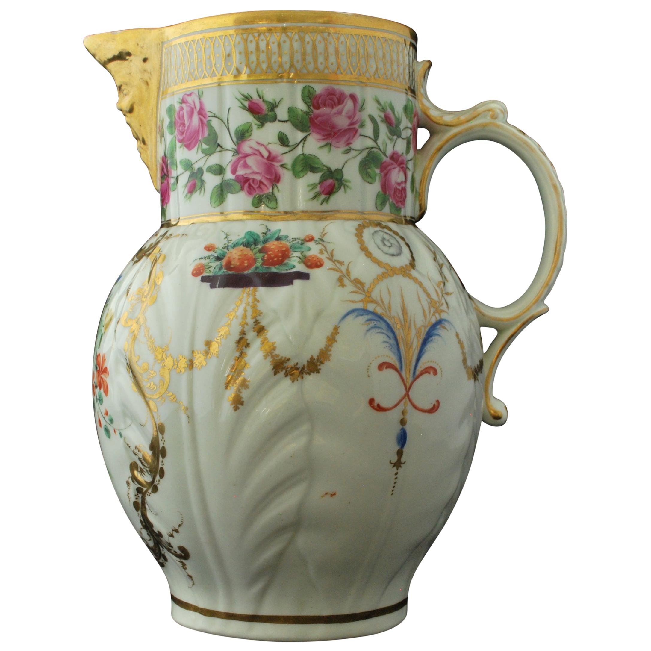 Mask Jug, Finely Decorated and Gilt, Caughley/Chamberlain, circa 1790