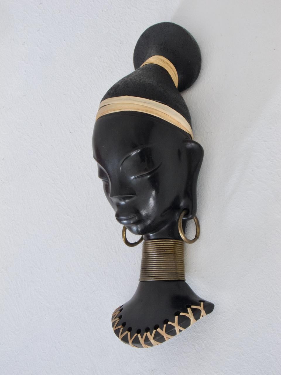 Mid-20th Century Mask of an African Prinzess by Leopold Anzengruber For Sale