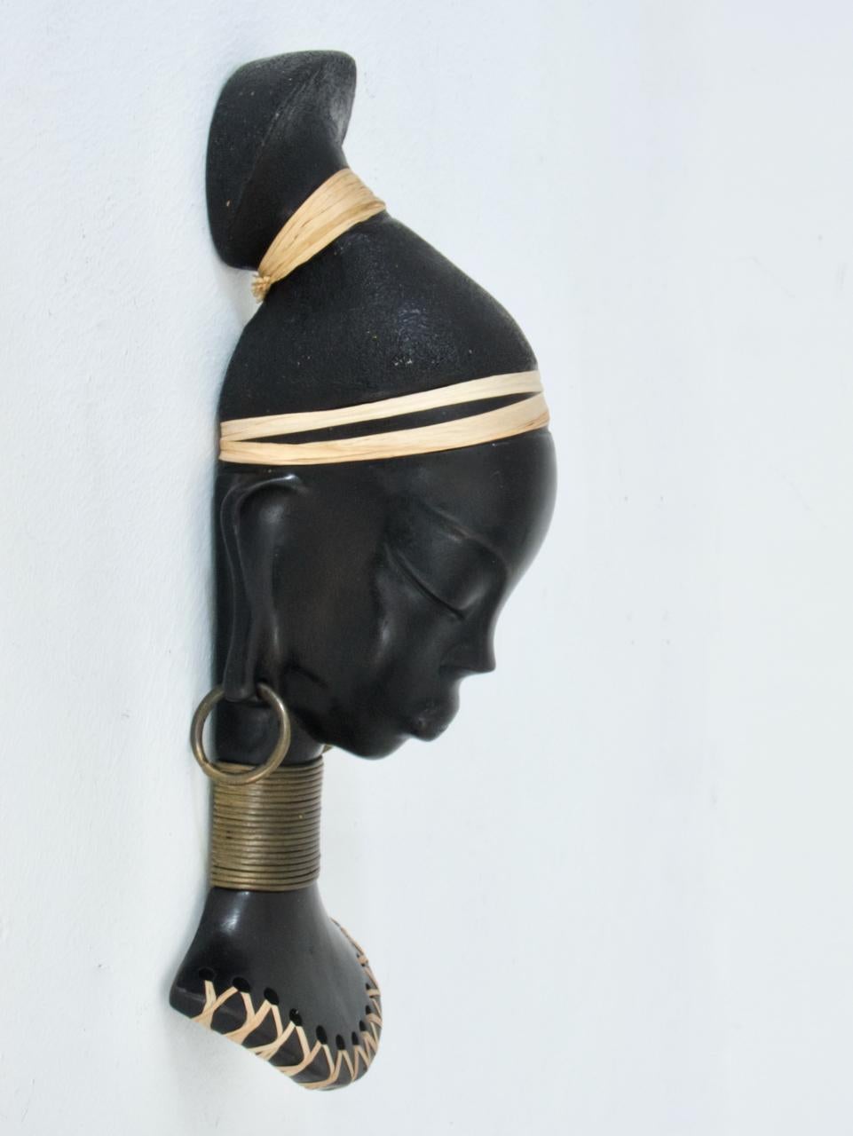 Brass Mask of an African Prinzess by Leopold Anzengruber For Sale