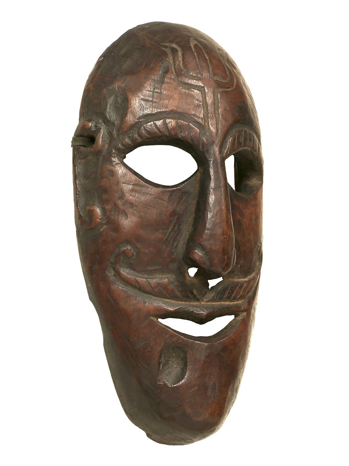 Wooden mask from Karnataka, India, mid-20th century.