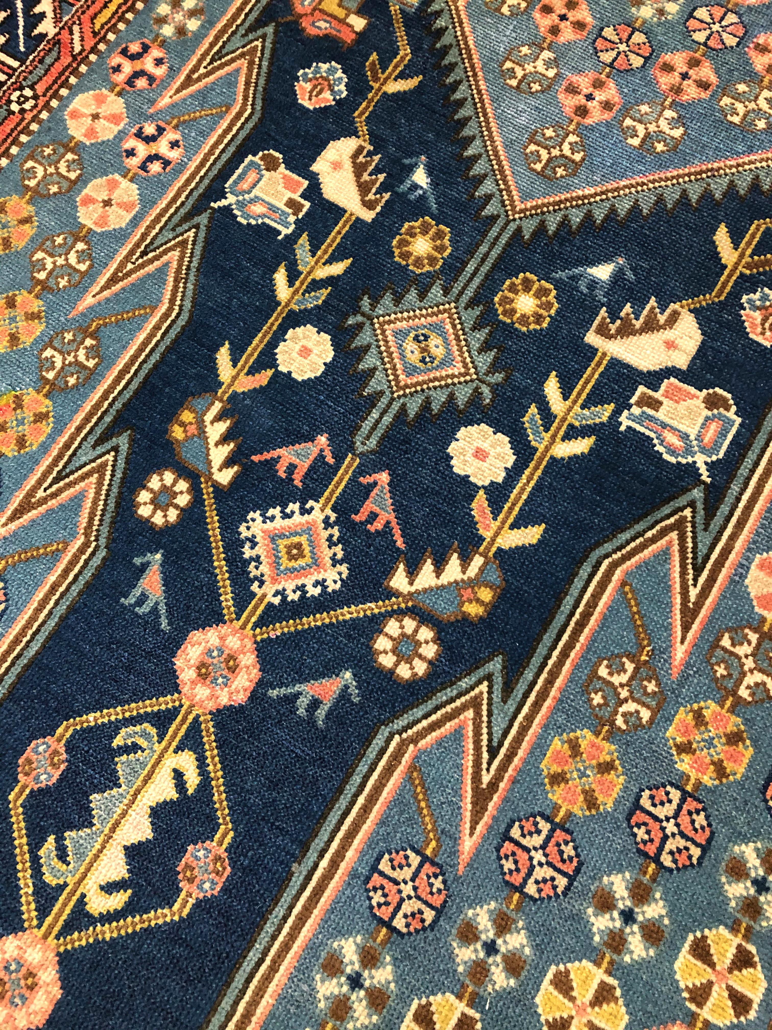 Maslaghan Hamadan Teppich, um 1900 - Persische handgewebte Wolle (Stammeskunst) im Angebot