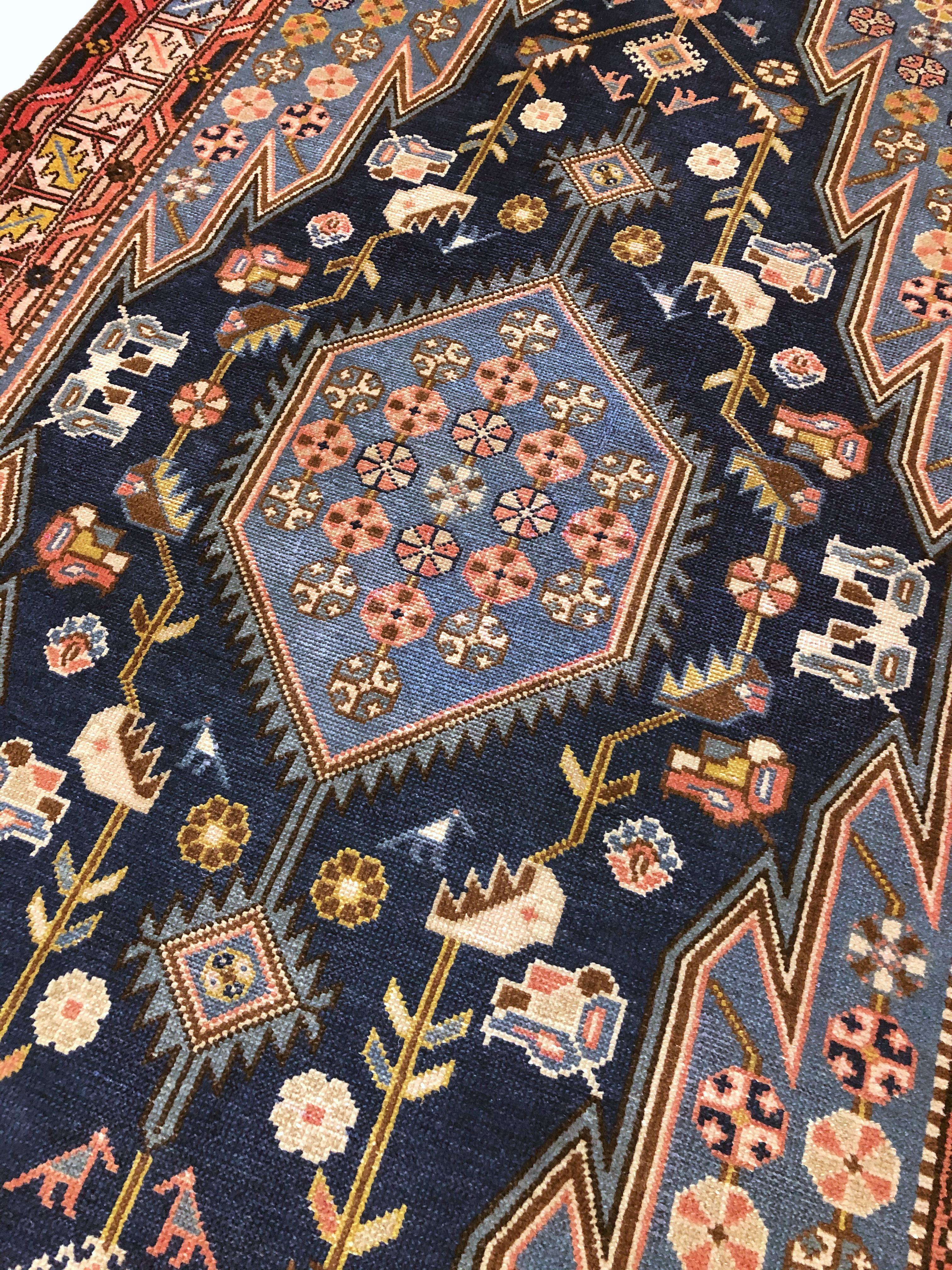 Maslaghan Hamadan Teppich, um 1900 - Persische handgewebte Wolle (Handgewebt) im Angebot