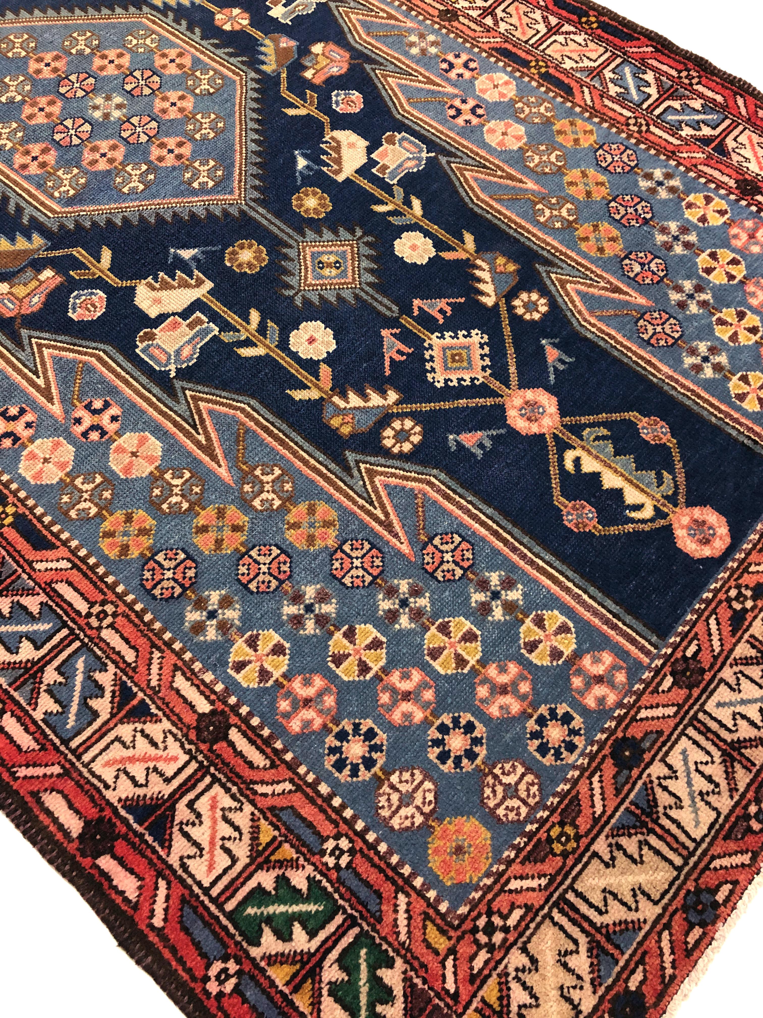 Maslaghan Hamadan Teppich, um 1900 - Persische handgewebte Wolle im Zustand „Gut“ im Angebot in Littleton, CO