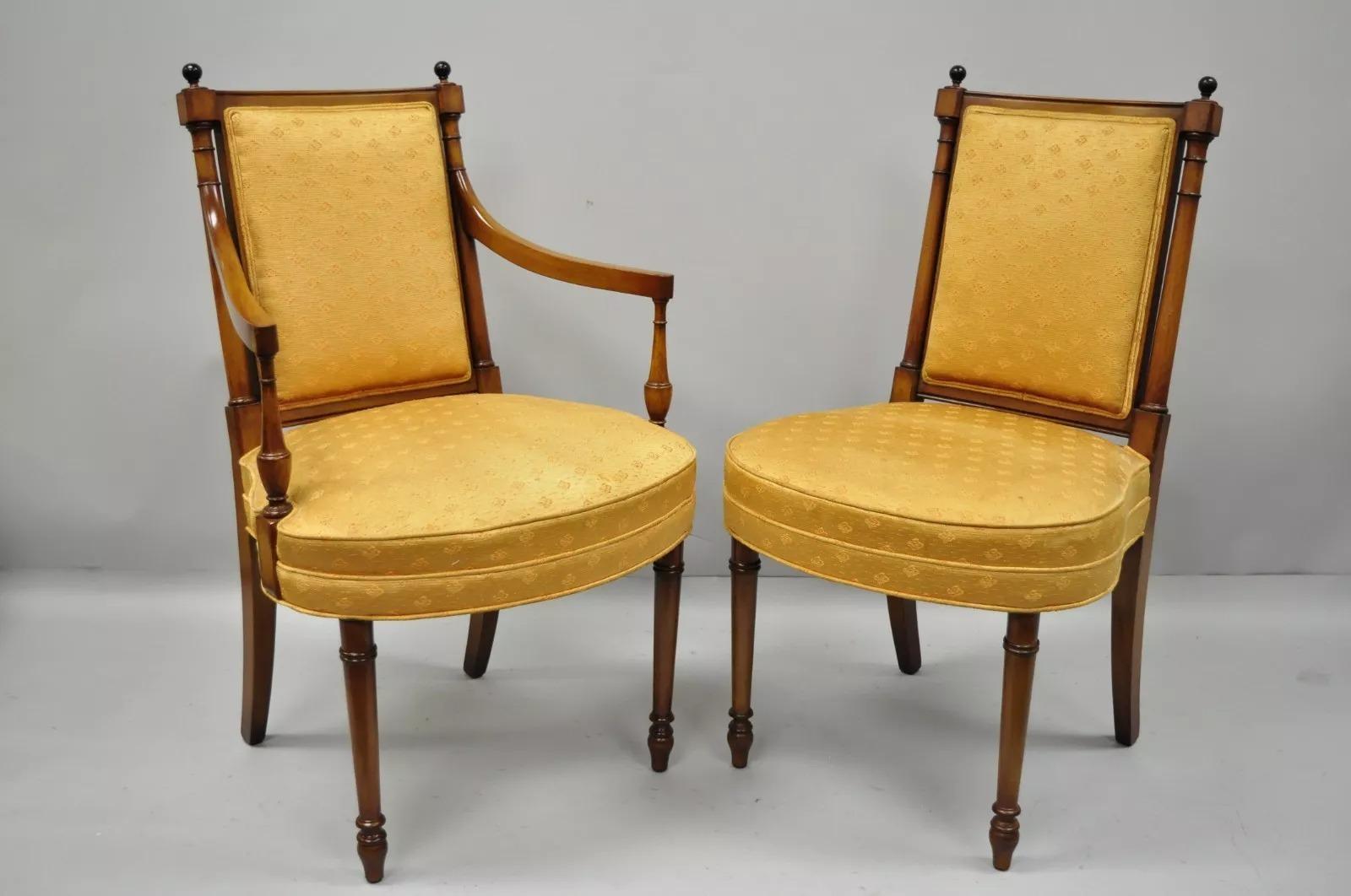 Maslow Freen French Empire Style Mahogany Upholstered Dining Chairs - Set of 8 5