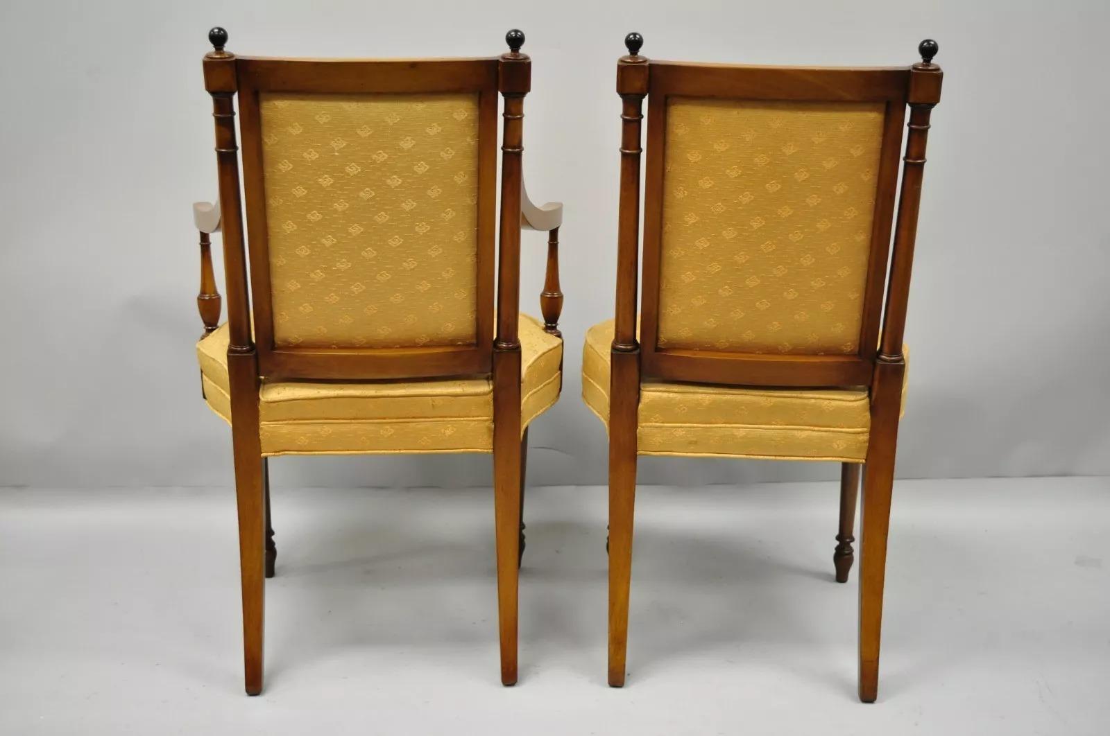 Maslow Freen French Empire Style Mahogany Upholstered Dining Chairs - Set of 8 4