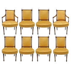 Maslow Freen French Empire Style Mahogany Upholstered Dining Chairs - Set of 8