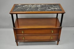 Maslow Freen French Empire Style Marble Top Server Table with Black Columns A