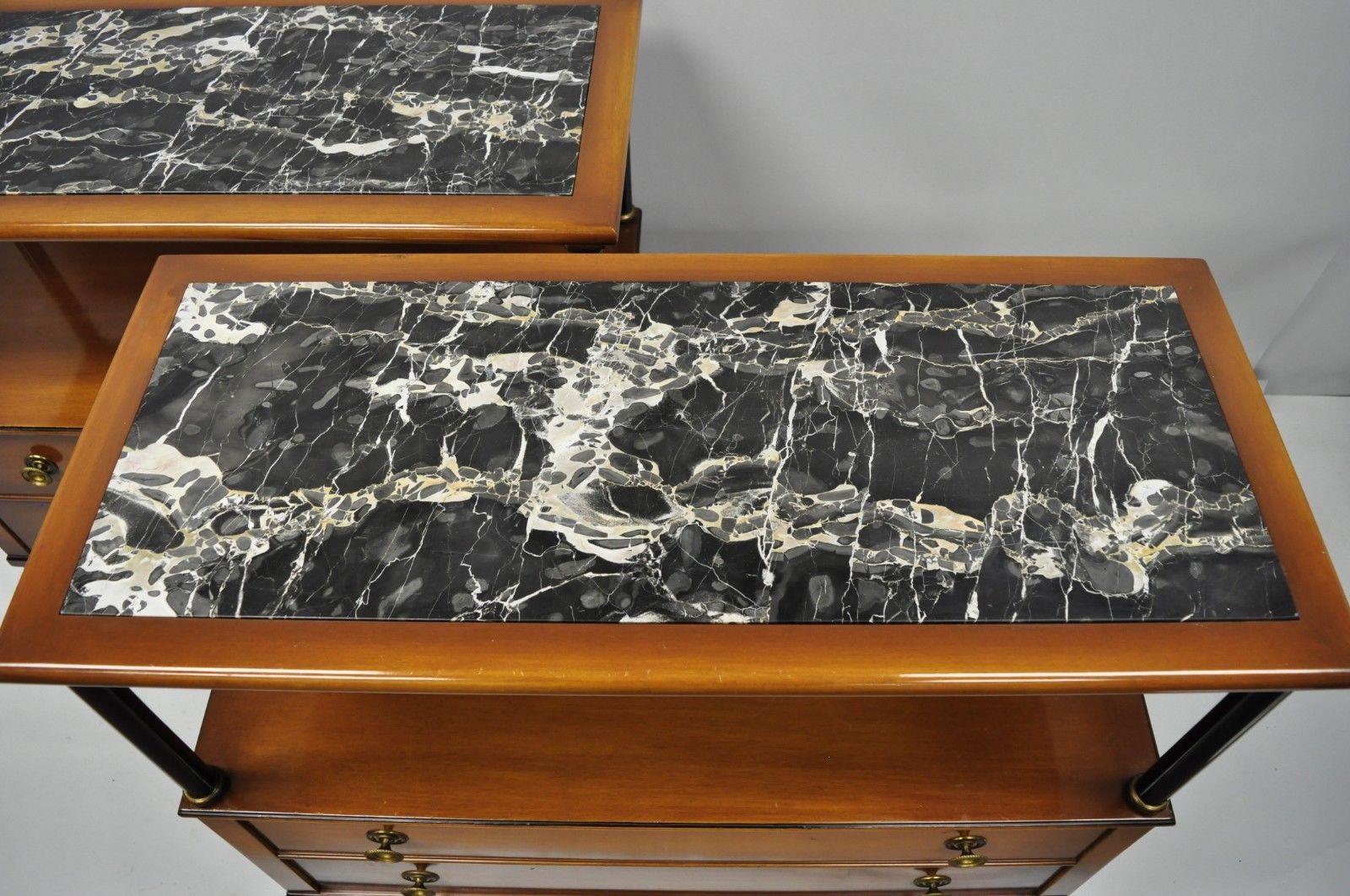 Maslow Freen French Empire Style Marble Top Server Table with Black Columns A im Zustand „Gut“ in Philadelphia, PA