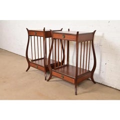 Maslow Freen French Regency Louis XVI Mahogany Nightstands, Newly Refinished