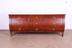 Maslow Freen French Regency Louis XVI Walnut Bombe Form Marble Top Dresser