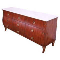 Maslow Freen French Regency Louis XVI Walnut Bombe Form Marble Top Dresser