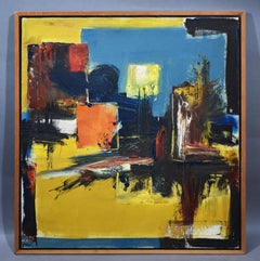 Vintage American Modernist Mid Century 1955 Abstract Expressionist Oil Painting