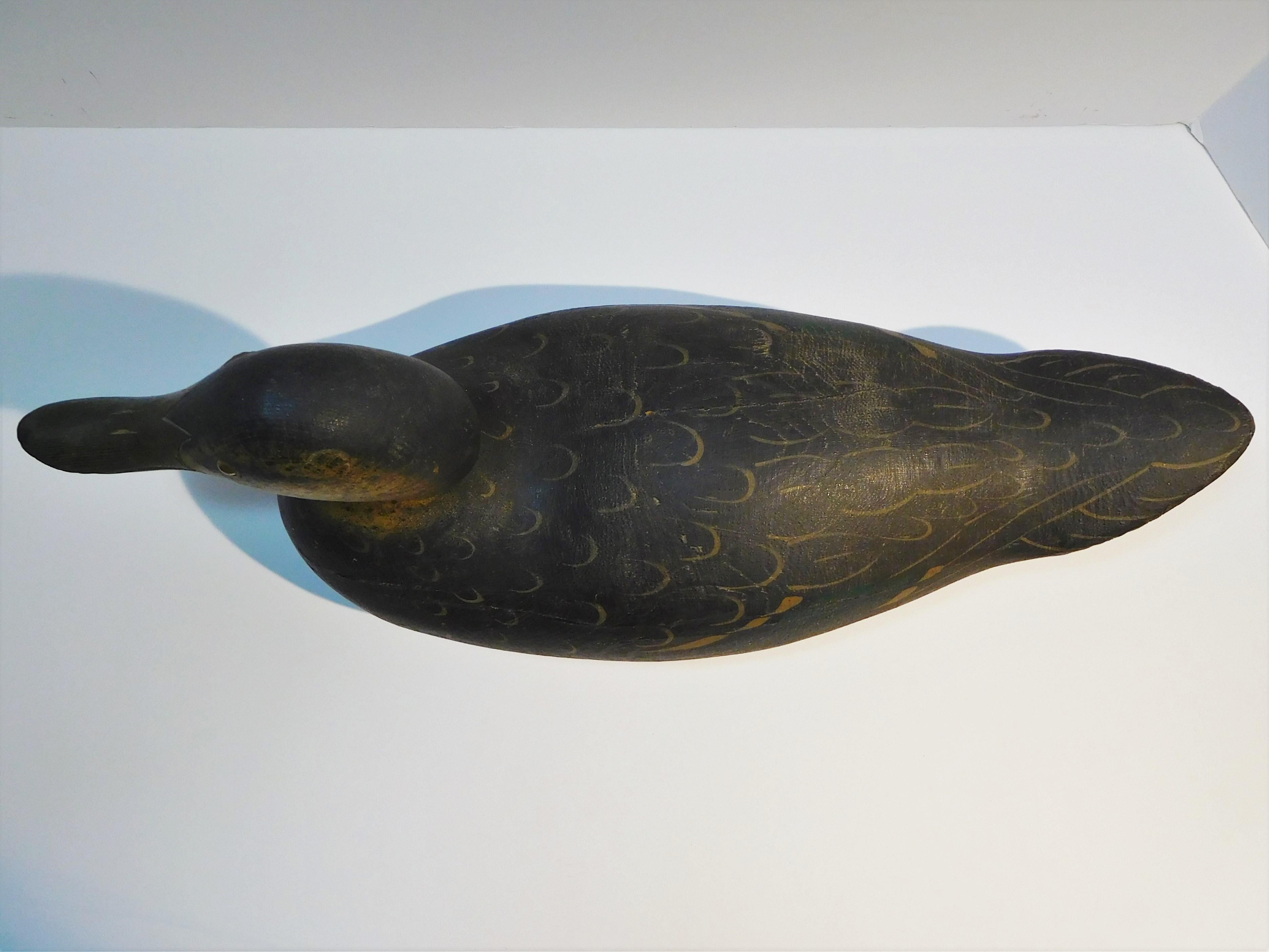 Glass Mason Decoy Factory Challenge Grade Black Duck, Original Paint, circa 1900 For Sale