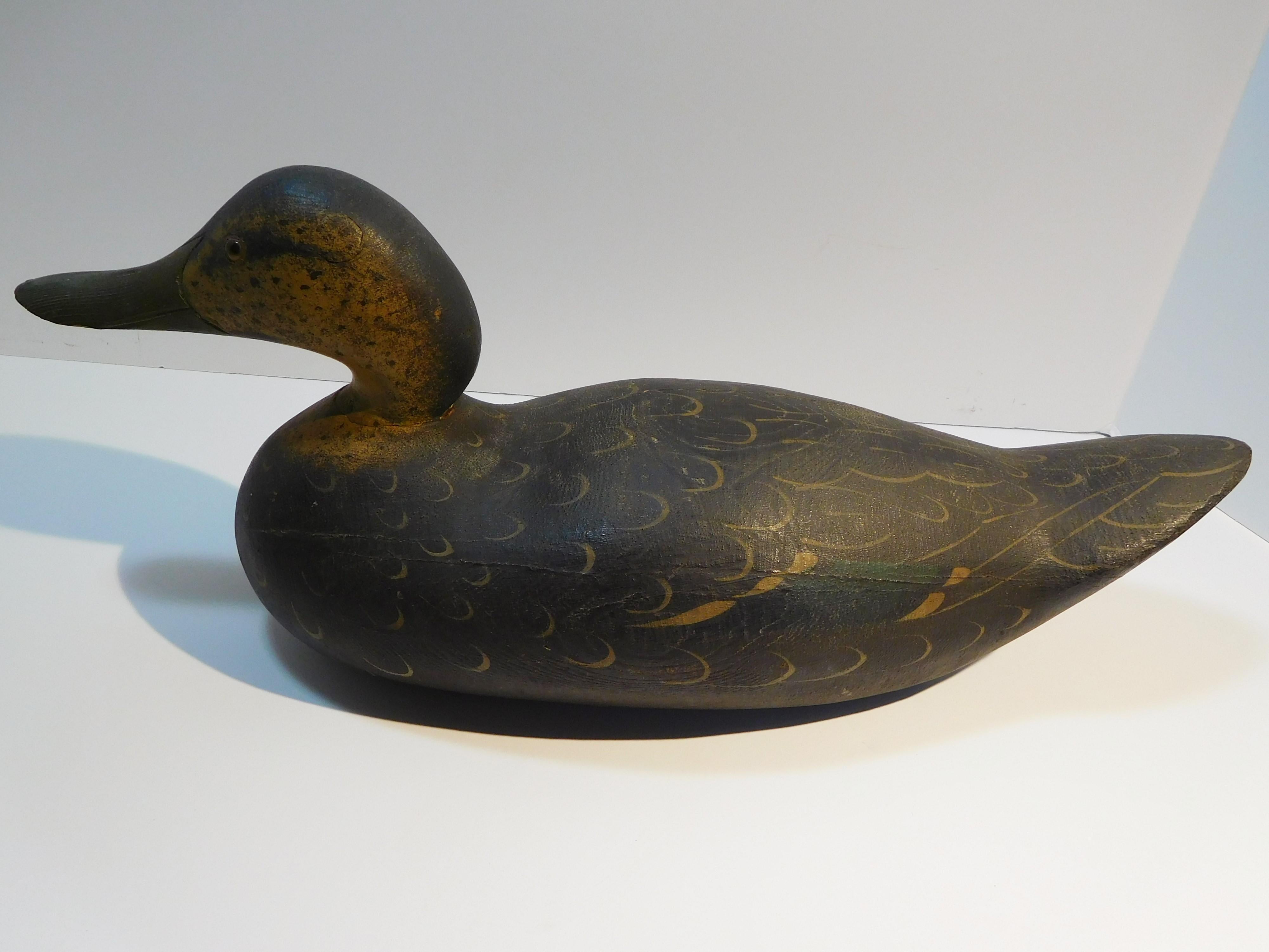 Mason Decoy Factory Challenge Grade Black Duck, Original Paint, circa 1900 In Good Condition For Sale In Quechee, VT