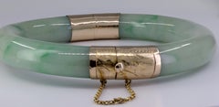Mason Kay Certified Natural Green Jadeite Jade, 14K Yellow Gold Bangle