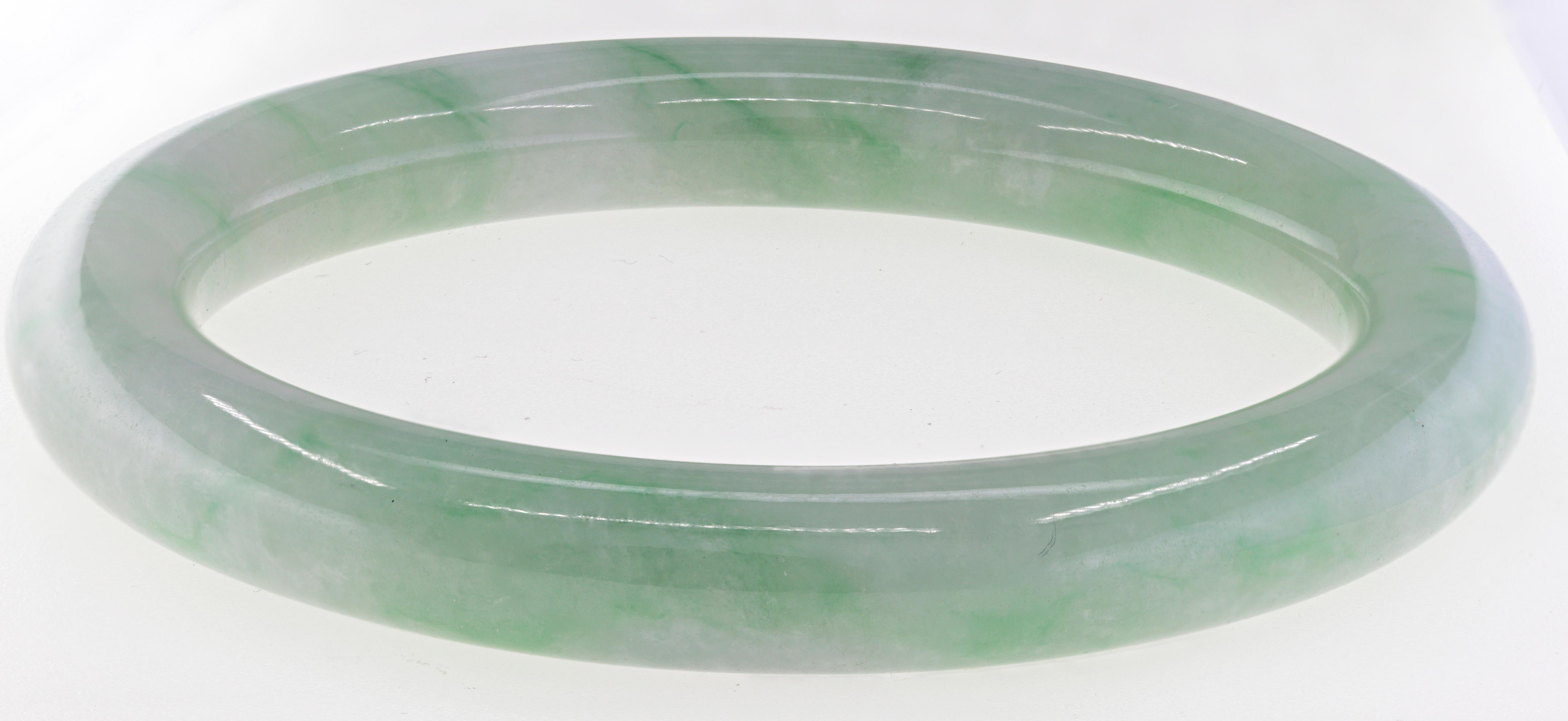 Mixed Cut Mason Kay Certified Natural Green Jadeite Jade Bangle For Sale