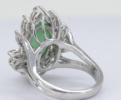 Mason Kay Certified Natural Green Jadeite Jade, Diamond, 14K White Gold Ring
