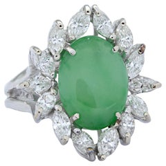 Mason Kay Ring aus 14 Karat Weißgold mit zertifiziertem natürlichem grünem Jadeit und Diamant