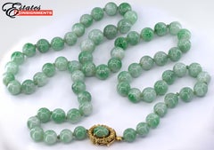 Mason Kay Certified Natural Jadeite Jade Bead, 14K Yellow Gold Necklace