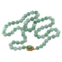 Mason Kay Certified Natural Jadeite Jade Bead, 14K Yellow Gold Necklace