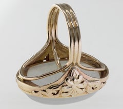 Mason Kay Certified Natural White Jadeite Jade, Yellow Gold Ring