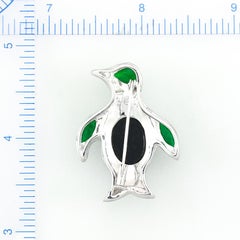 Mason-Kay Designer Natural Green Jade and Diamond Penguin Pin/Pendant