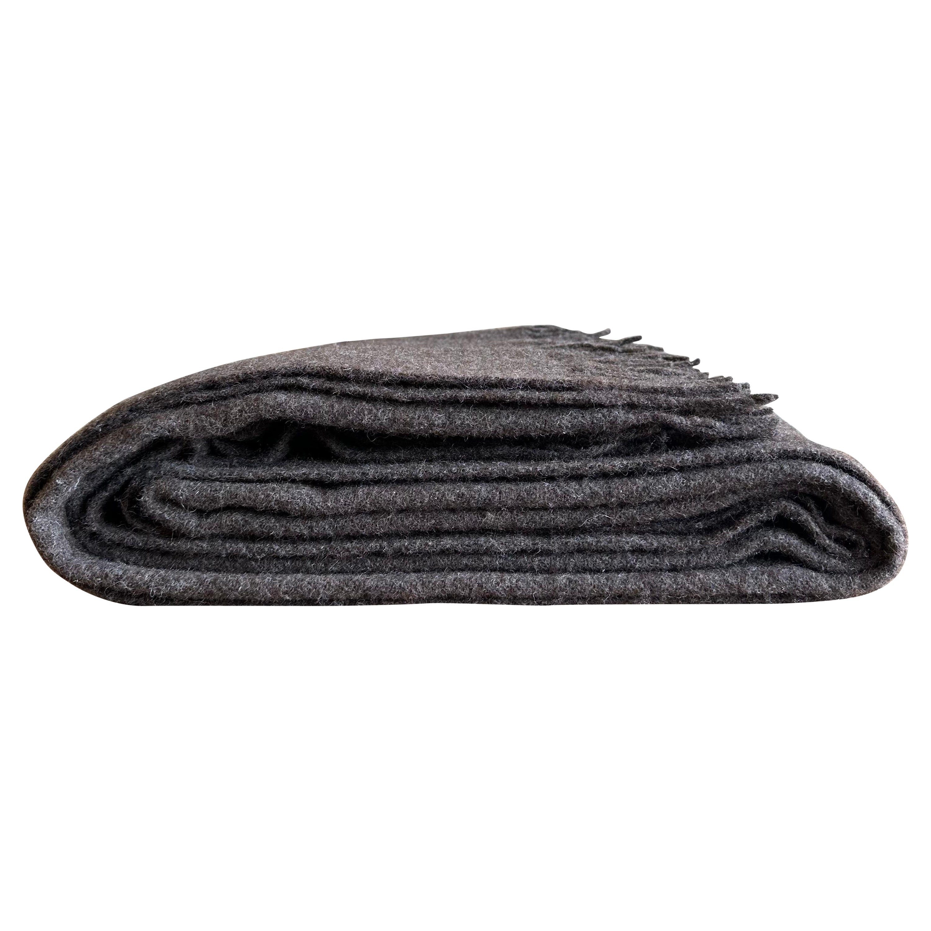 Mason Plush Alpaca Wool Throw with Fringe in Dark Coco