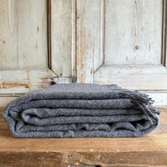 Mason Plush Alpaca Wool Throw with Fringe in Dark Grey