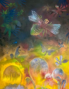 Abstract Surrealist Spray Paint Mixed Media Painting Mason Rader Outsider Art