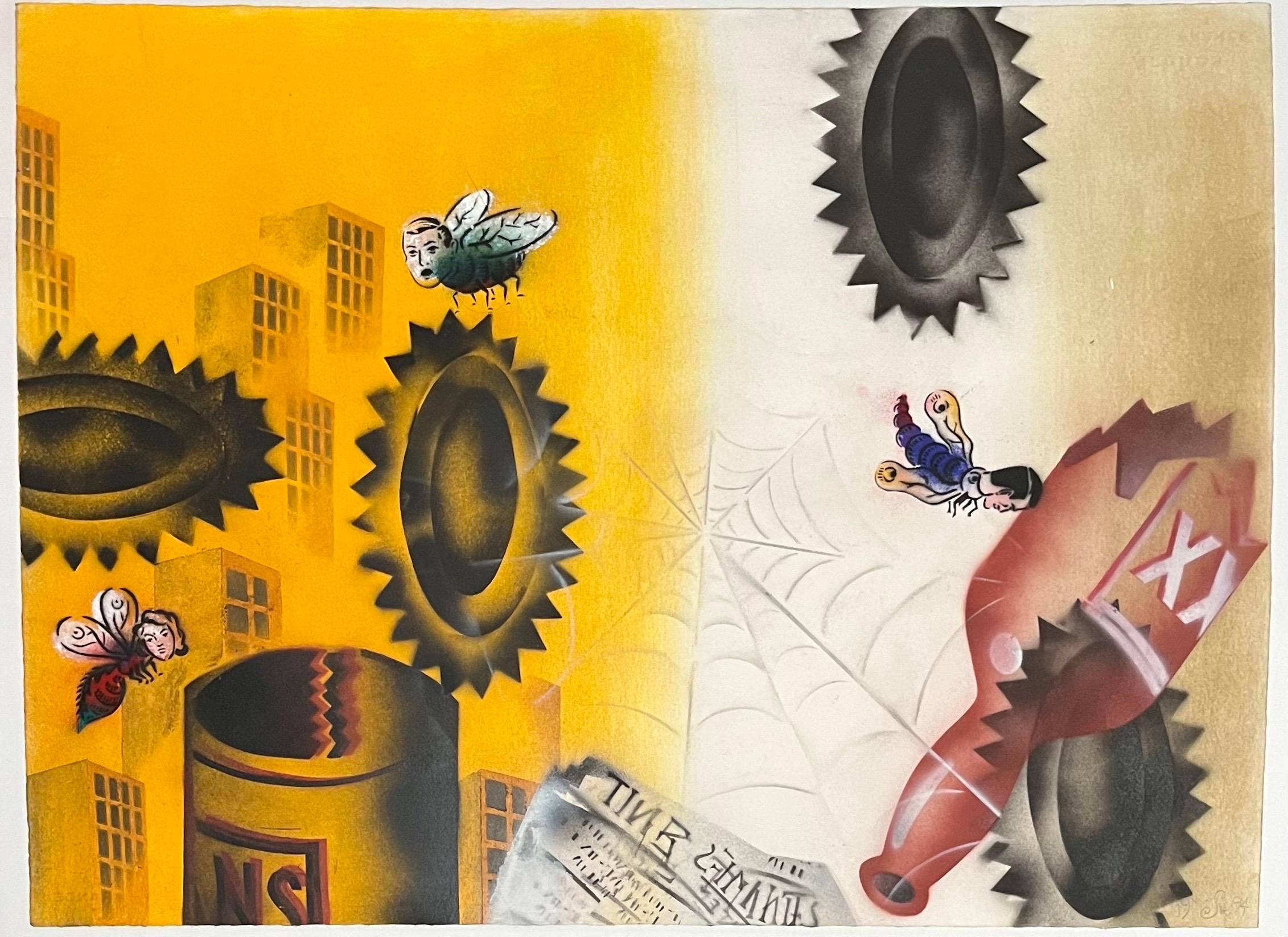 Astratto surrealista Vernice spray Media mista La discarica Mason Rader in vendita 1