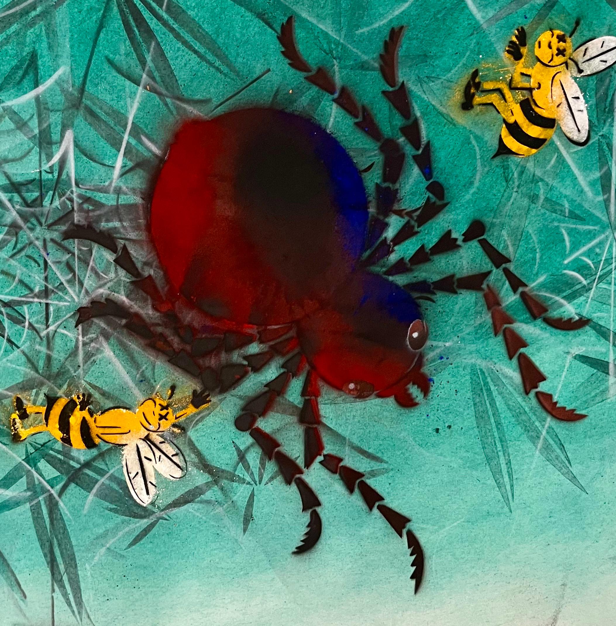 Abstract Surrealist Spray Paint Mixed Media The Web Mason Rader For Sale 1