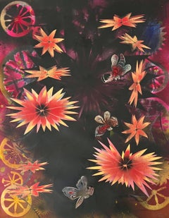 Abstracto Surrealista Pintura en Spray Técnica Mixta Fleur D'Nuit Mason Rader