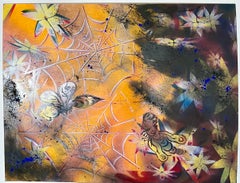 Contemporary Surrealist Spray Paint Painting Mixed Media, The Trap, Mason Rader