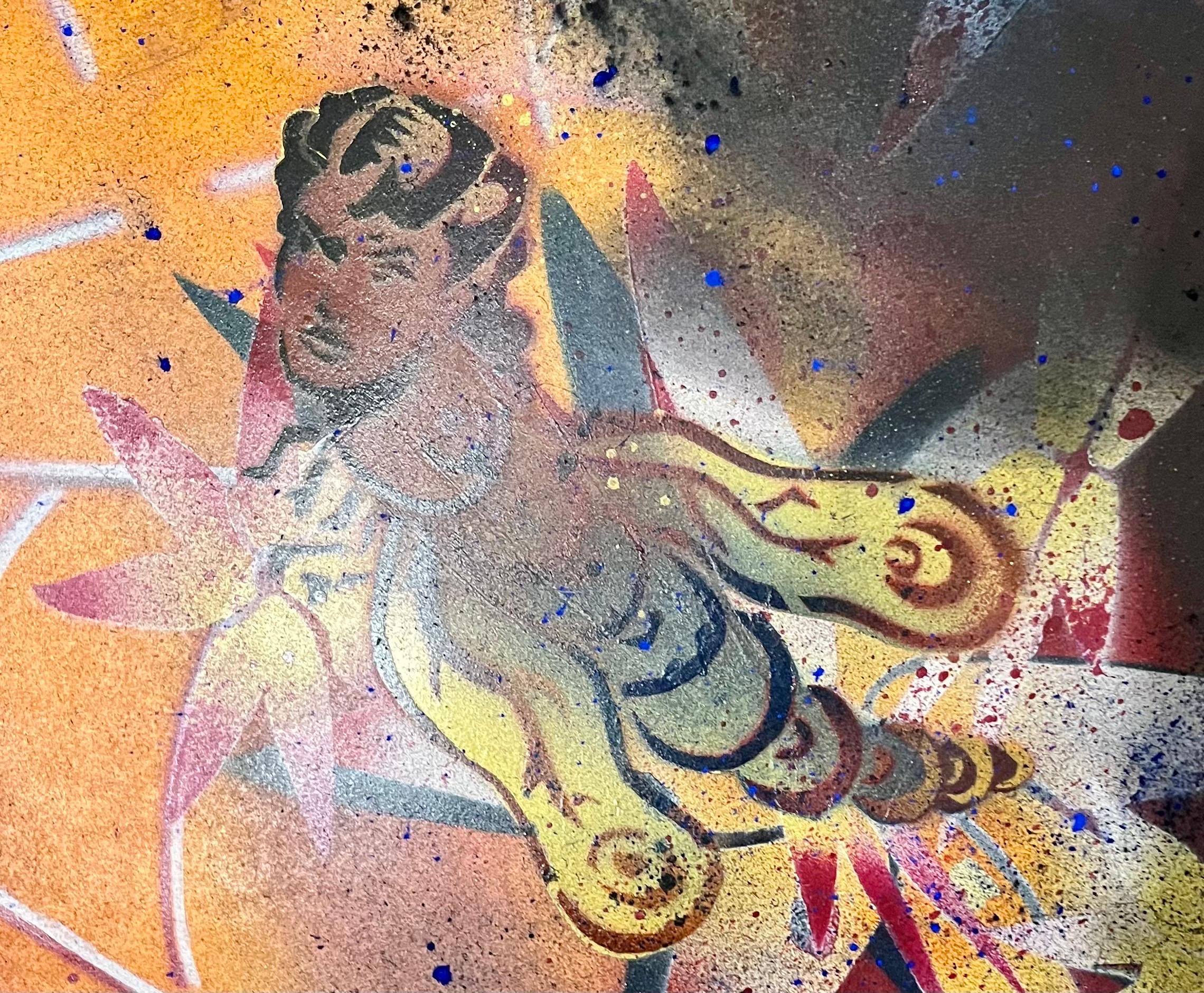 Contemporary Surrealist Spray Paint Painting Mixed Media, The Trap, Mason Rader For Sale 2