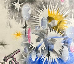 Surrealist Spray Paint Mixed Media Snowfall Aurora Borealis Mason Rader Paintin