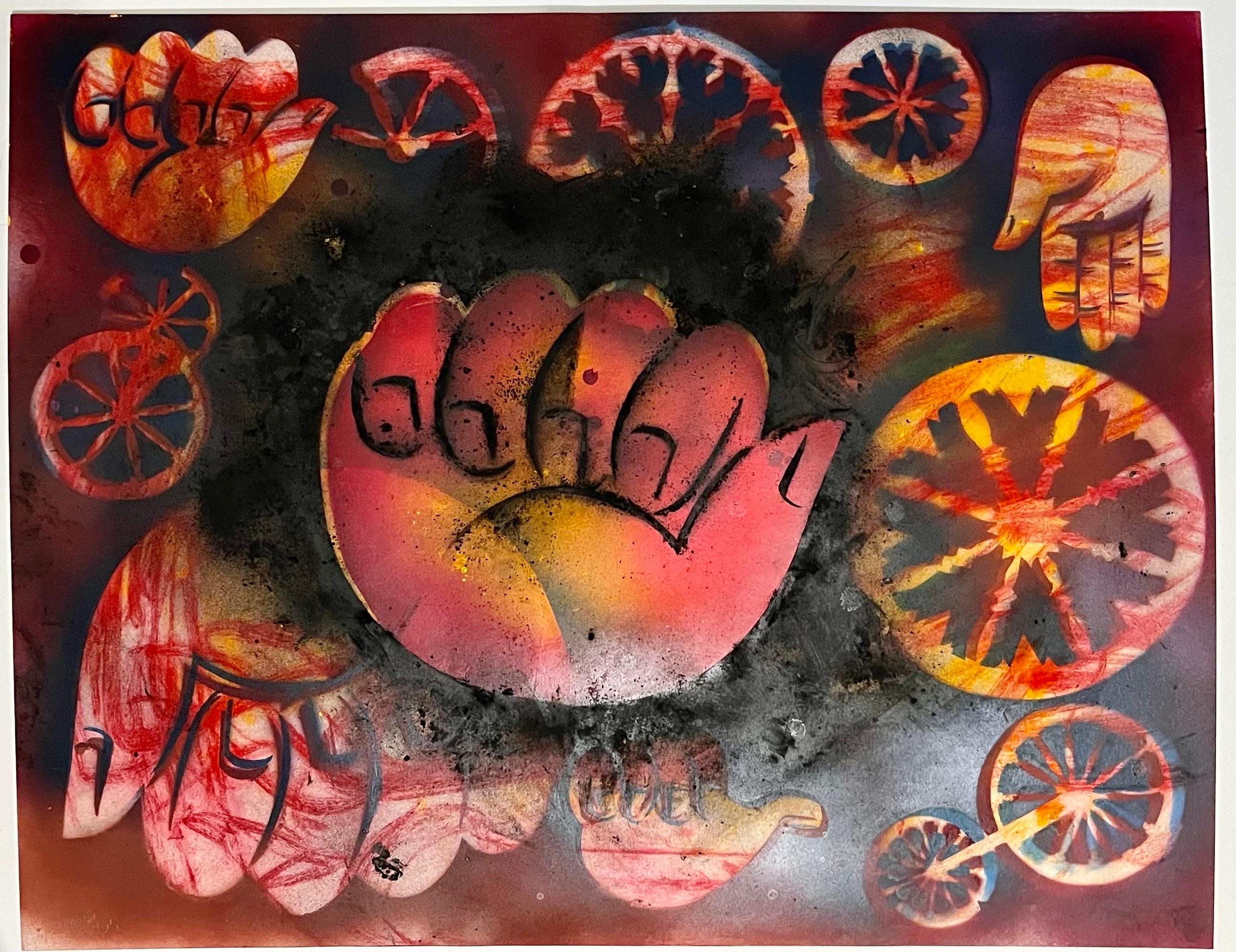 Surrealist Spray Paint Painting Mixed Media Rope Burn Mason Rader Street Art For Sale 1