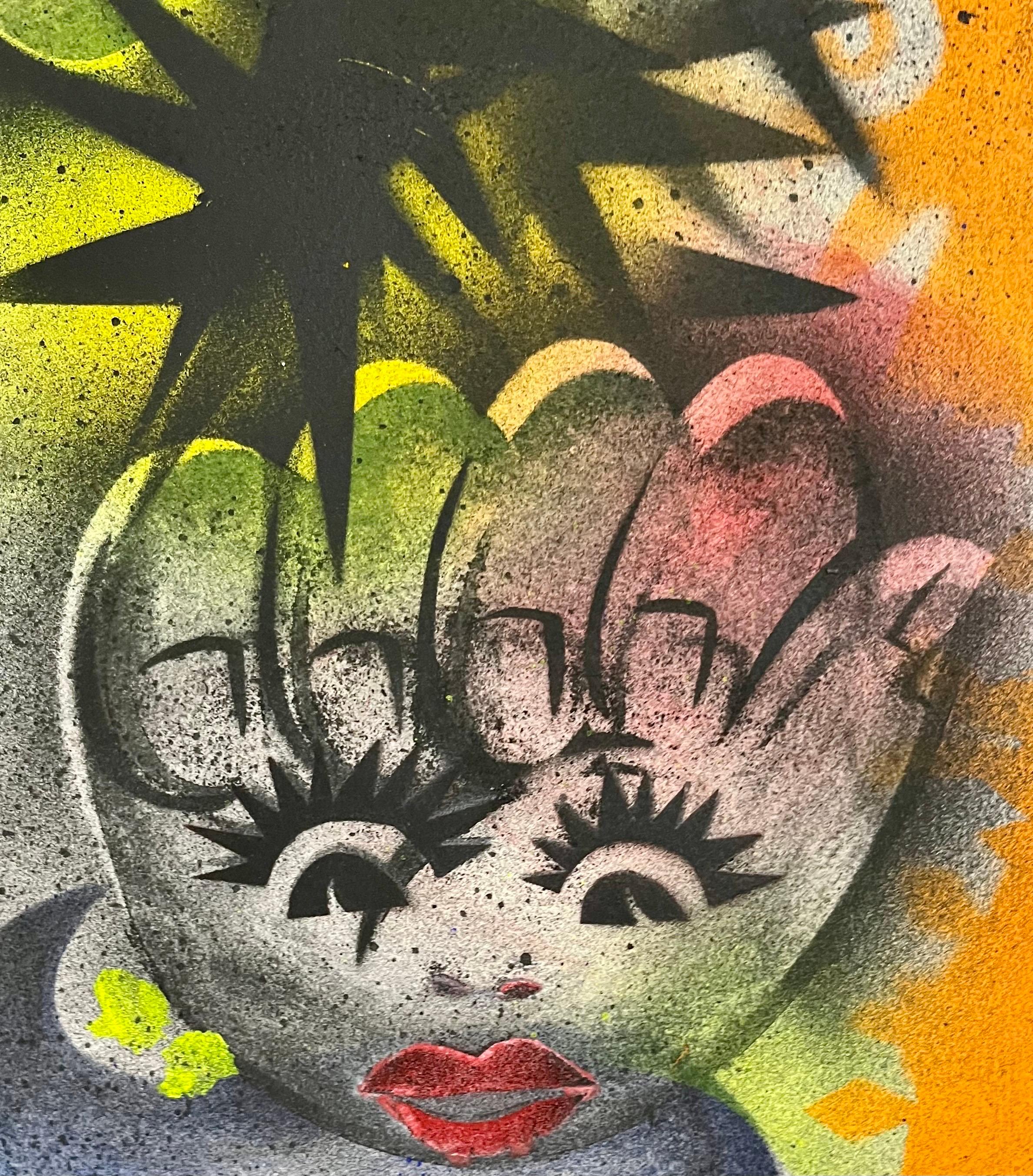 Surrealistisches Sprühgemälde, Gemälde in Mischtechnik, Rosie Palm Mason Rader, Pop Art im Angebot 2