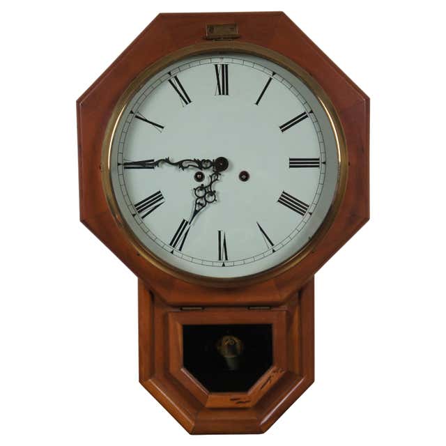 Antique German FMS Mauthe Vienna Regulator Carved Walnut DRP Wall Clock ...