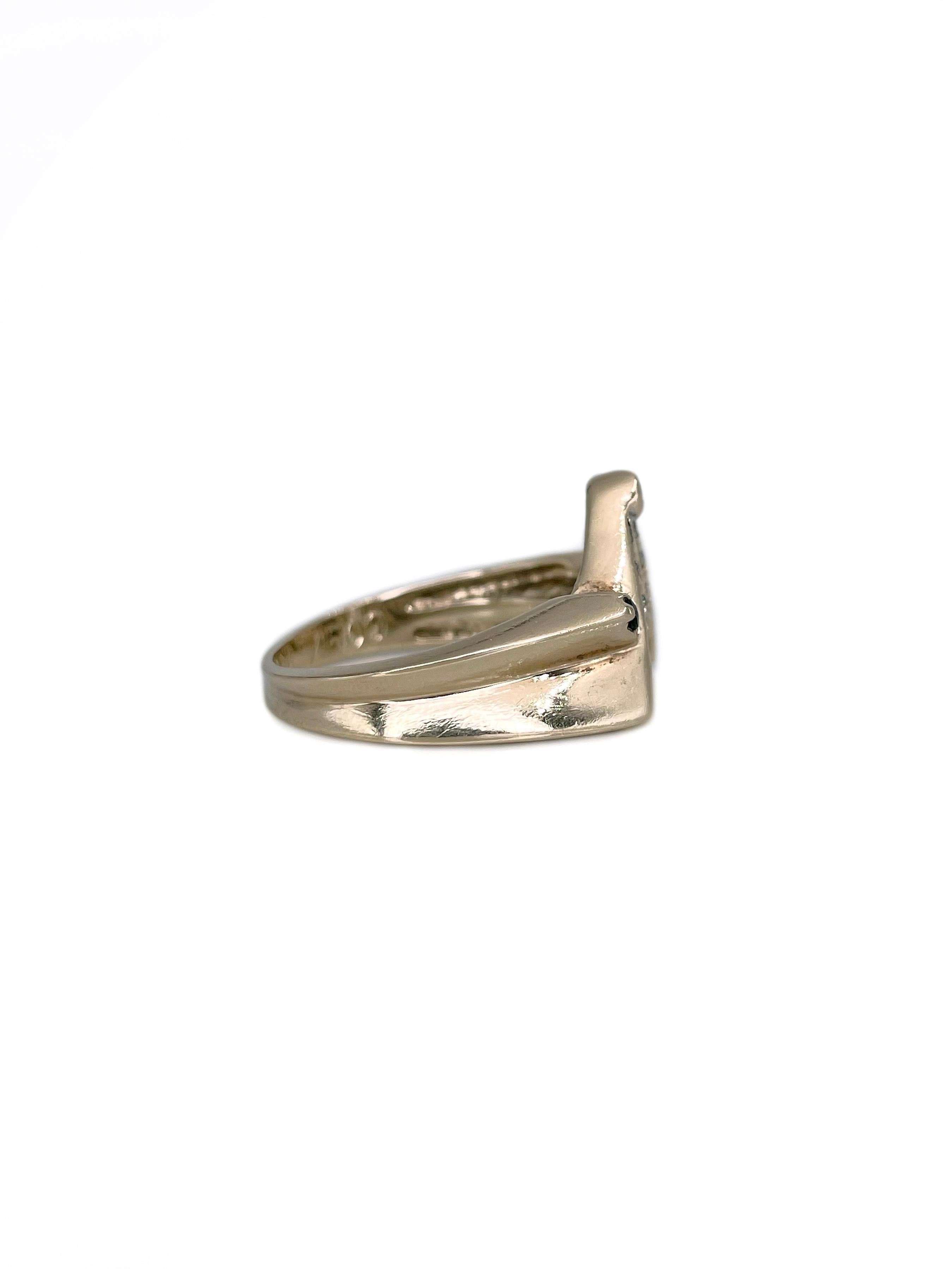 Round Cut Masonic 10 Karat Gold Diamond Sapphire Square And Compasses Ring For Sale