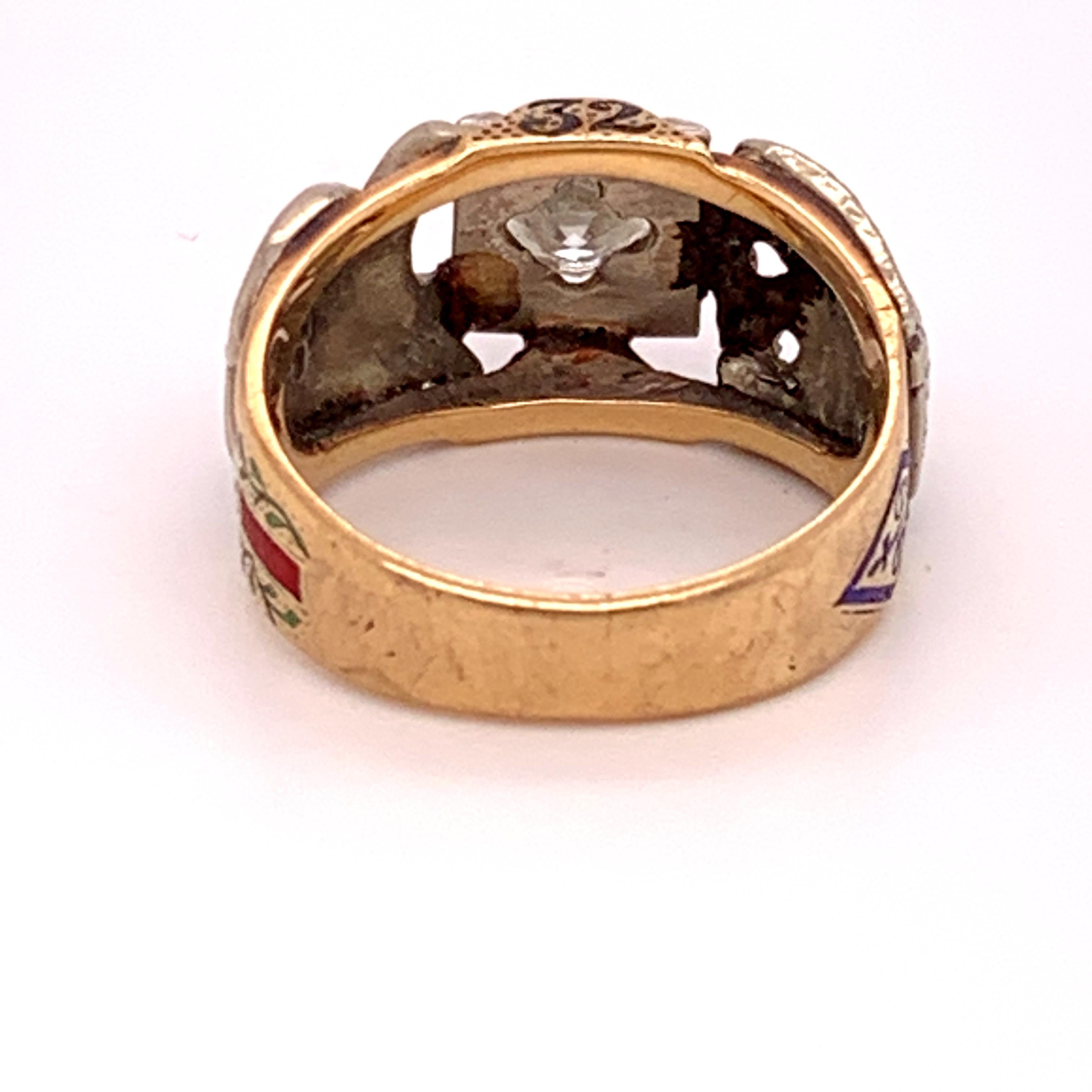 10k gold masonic ring with diamond