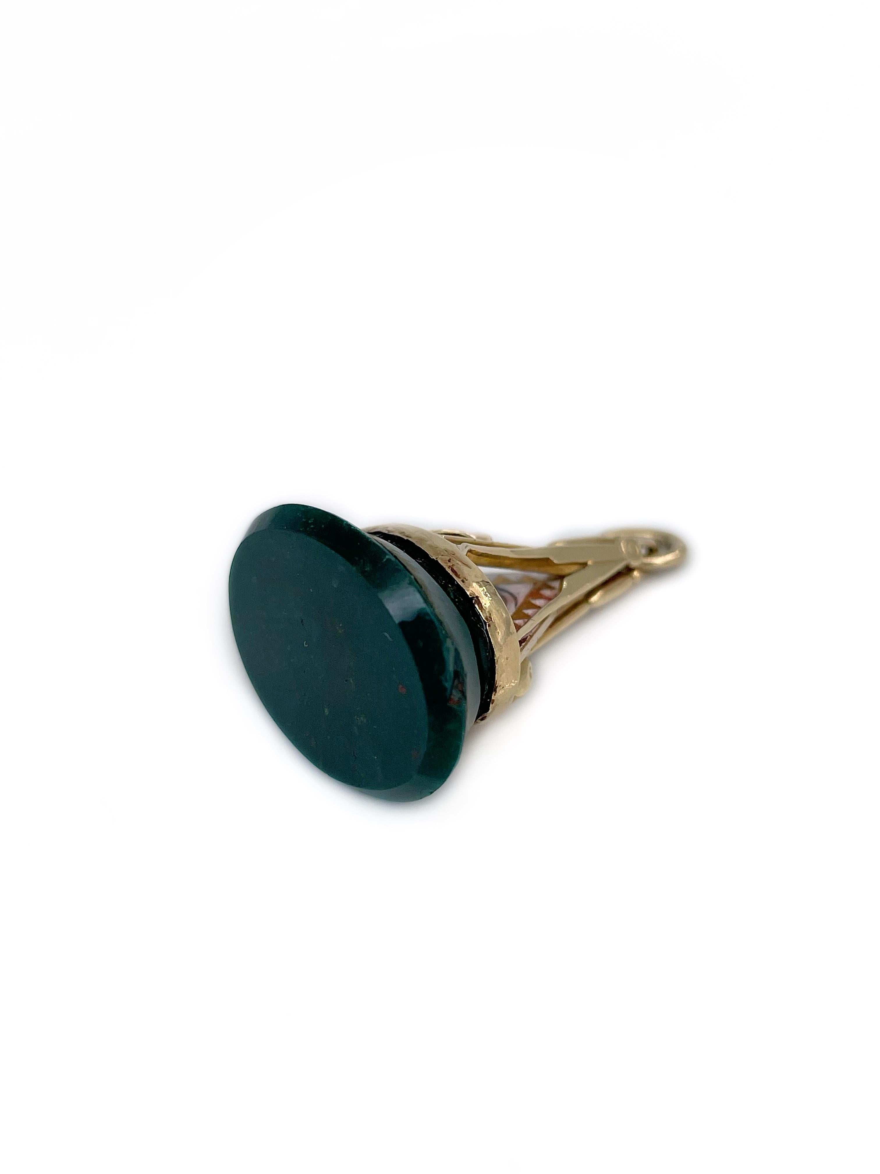Women's or Men's Masonic 18 Karat Gold All Seeing Eye Enamel Heliotrope Fob Seal Pendant For Sale