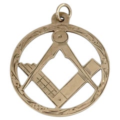 Masonic 9 Karat Gold Square and Compasses Charm Pendant