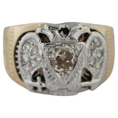 Masonic Diamond, 14k Yellow Gold Ring